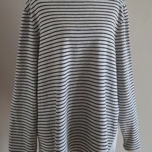 Chico's Women's Long Sleeve Tunic Top Size 3 Cotton Modal Blend Stripes Stretch